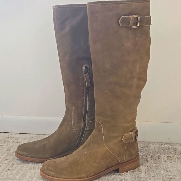 Garnet Hill | Suede Leather Tall Riding Boots - Picture 1 of 11